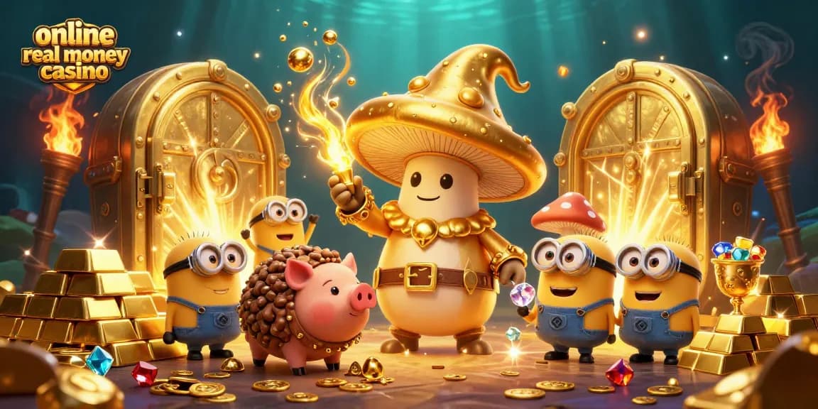 Experience online real money casino action with golden treasure featuring mystical characters.