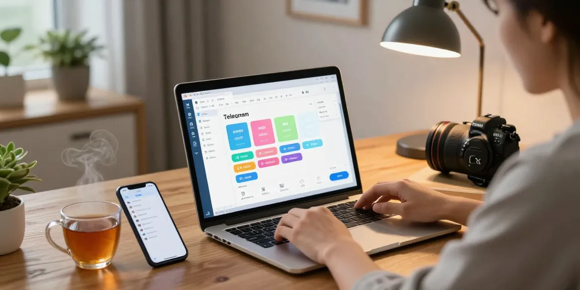 Setting up the Telegram Chinese Version on a laptop in a cozy home office.