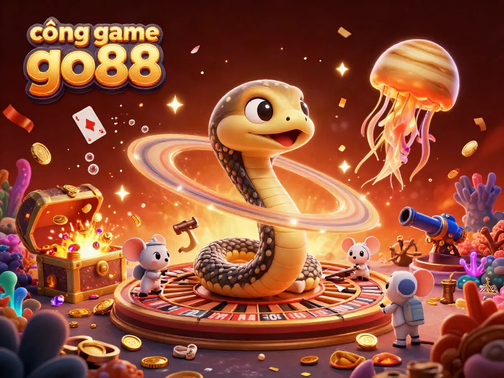 Experience the thrill at cổng game go88, where cosmic gaming meets underwater treasures in a vibrant scene.